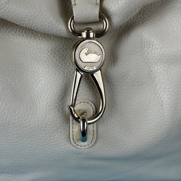 Dooney & Bourke Pebble Leather Grain Logo Lock Shoulder Bag in Bone - Picture 2 of 9